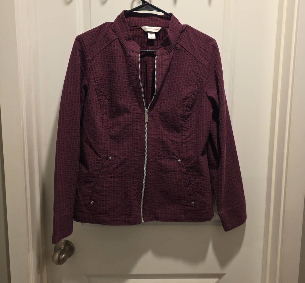 Christopher & Banks Quilted Zip Jacket - Plum
